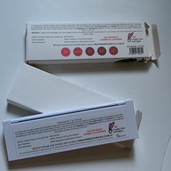 Seraphine Botanicals Rhubarb Rose Creamy Lip Cheek Palette Lipstick Blush Makeup - Picture 7 of 9